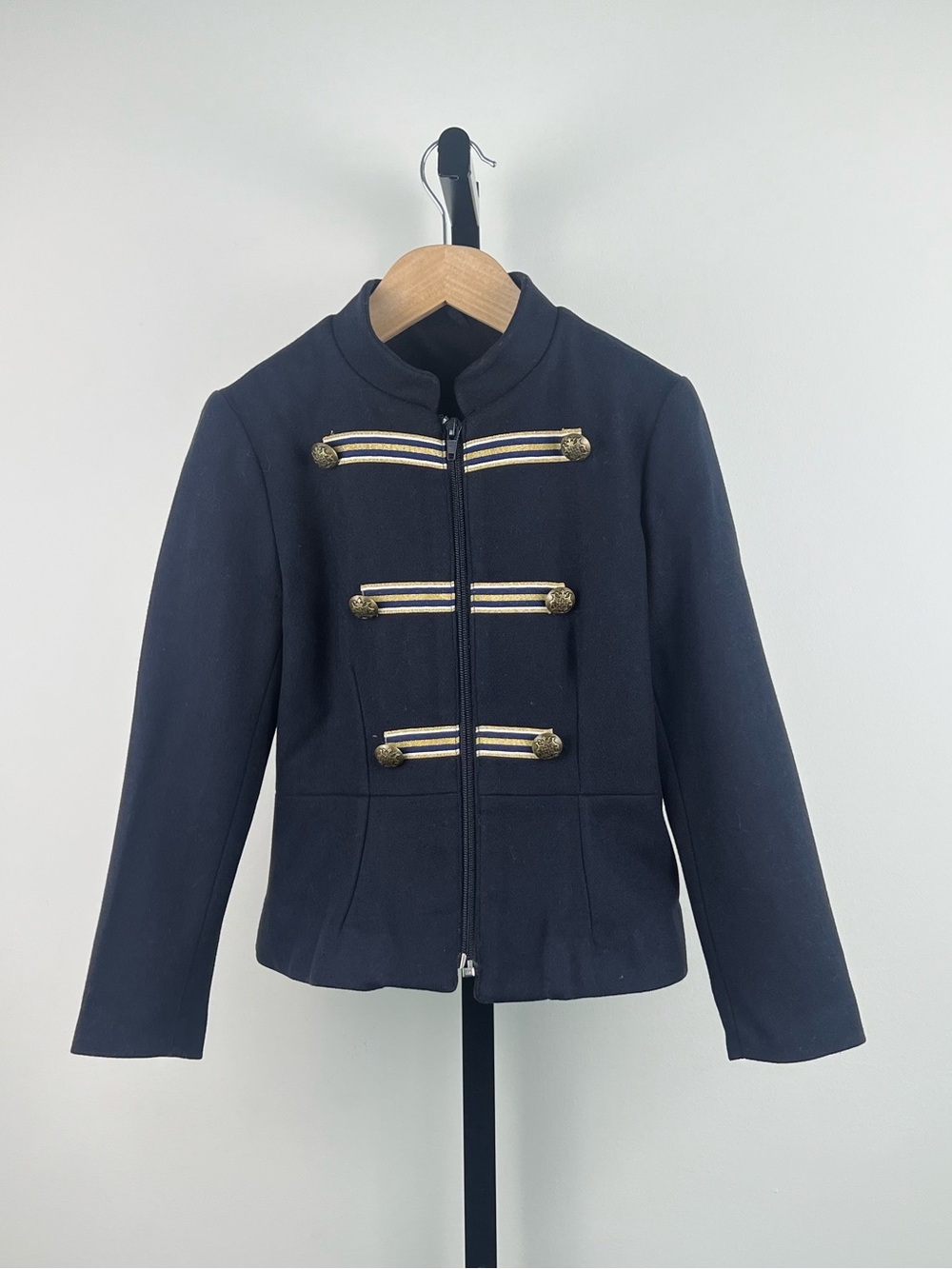 Lapin House Girls Double Breasted Military Style Wool Jacket/Coat, Navy, 8A